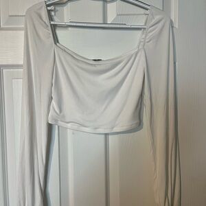 Sunday Best White Long Sleeve Crop Top
